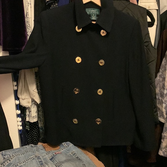 Lauren for Ralph Lauren, navy, Waist length Wool Jacket - Picture 2 of 7